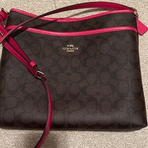 Coach Signature Brown and Pink Crossbody Bag